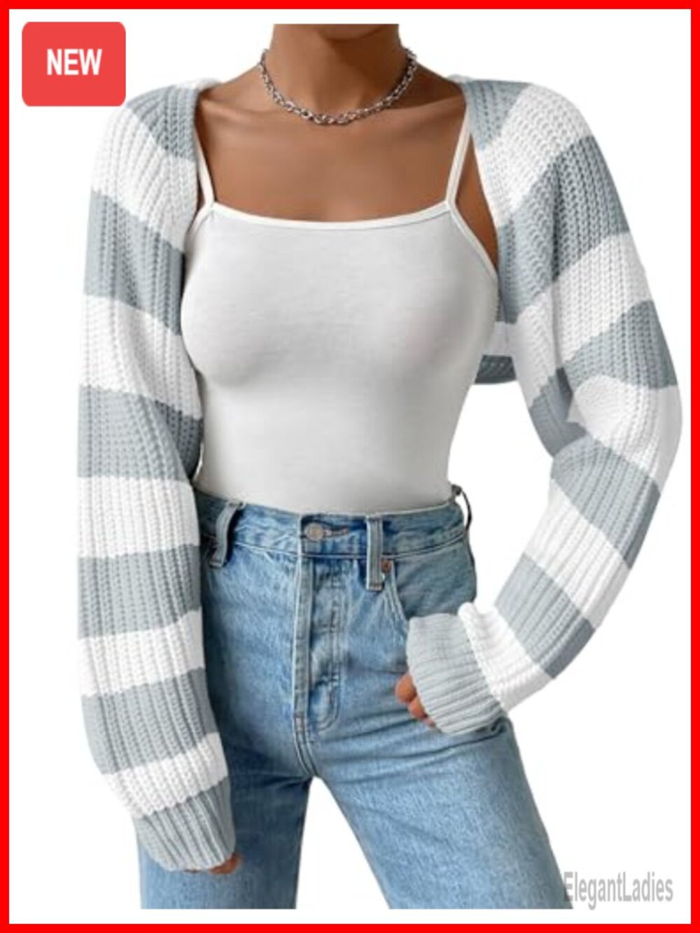 Women's Open Front Cropped Ribbed Knit Shrug Cardigan Long Sleeve Bolero